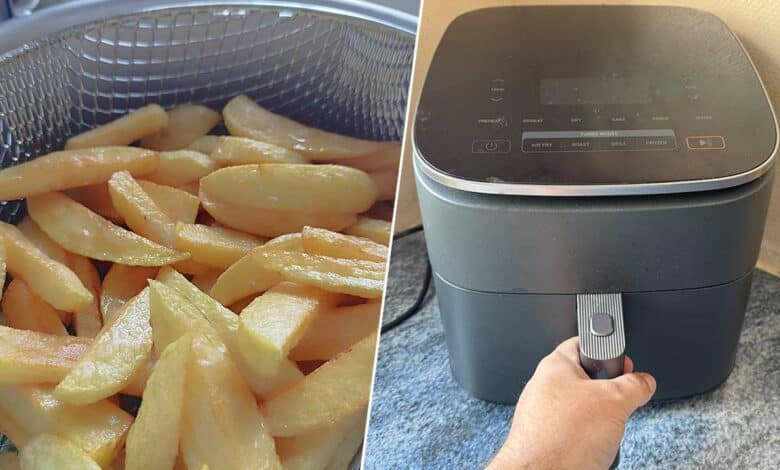 Des frites de friteuse et un airfryer.