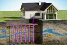 Une maison avec un chauffage géothermique.