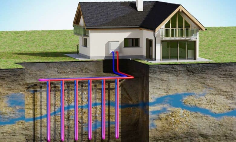 Une maison avec un chauffage géothermique.