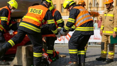 Exercice d'extraction de victime par des pompiers.