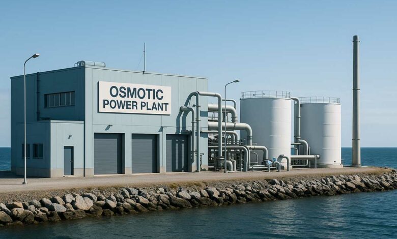 Une centrale électrique d'osmose pour produire de l'énergie.