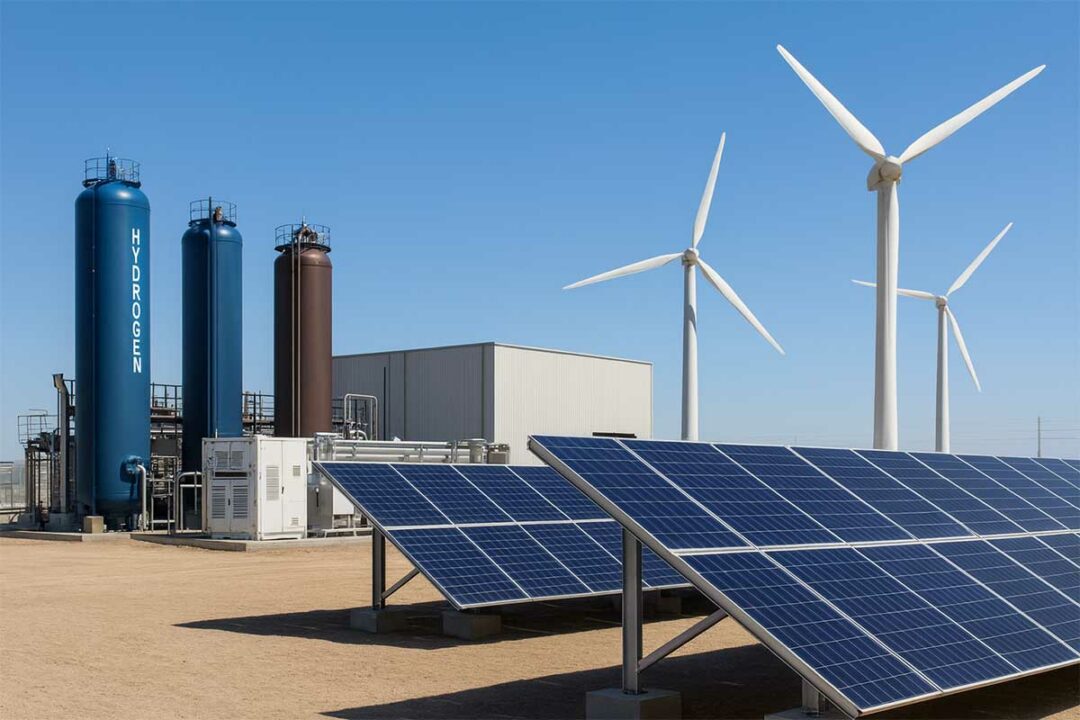 Un site industriel de production d'hydrogène vert.