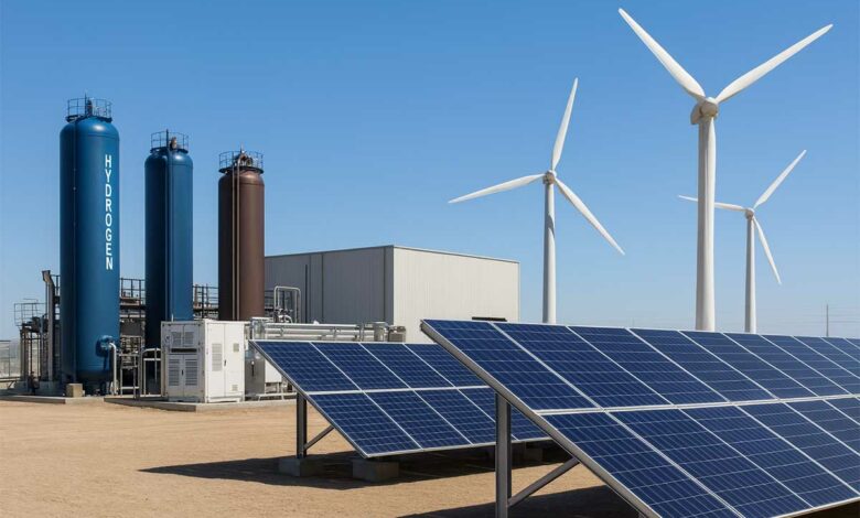 Un site industriel de production d'hydrogène vert.
