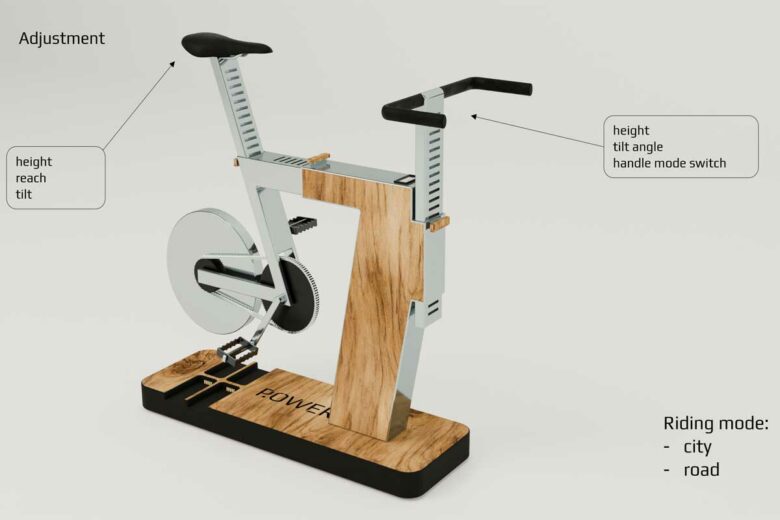 Ce vélo d'appartement qui génère de l'électricité est présenté aux James Dyson Awards.