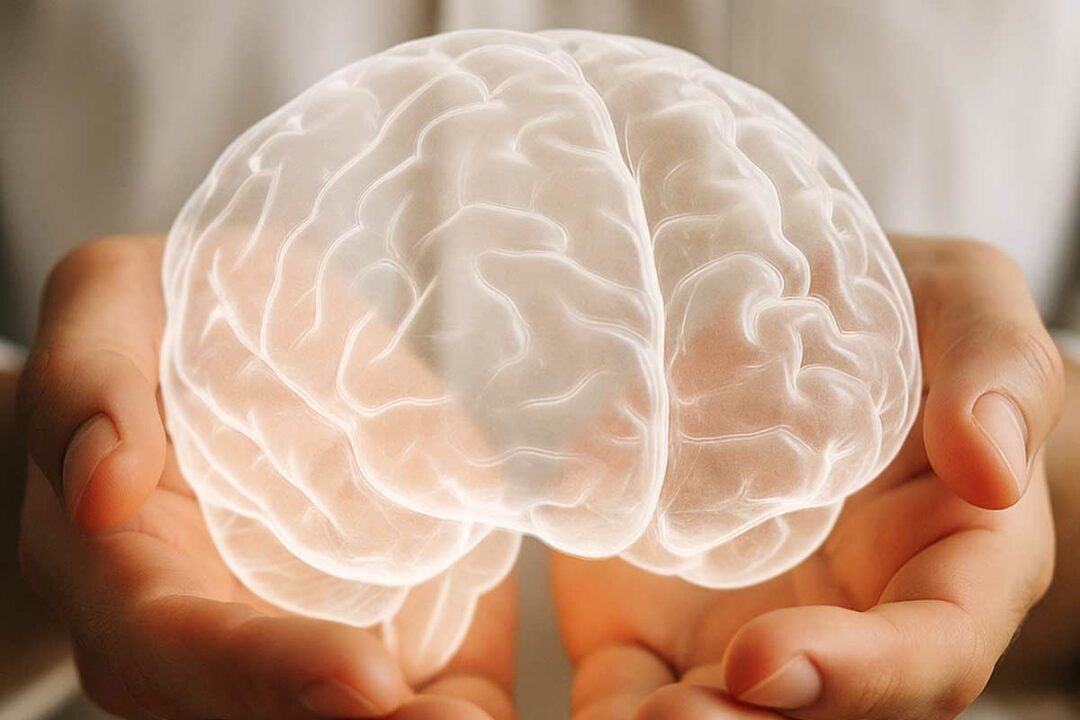 Représentation d'un cerveau en holograme.