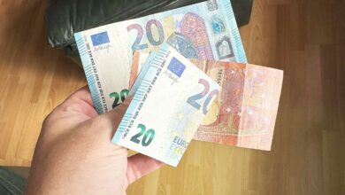 Une personne tient des billets dans la main.