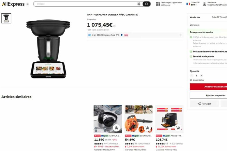 Un Thermomix sur un site de vente chinois.