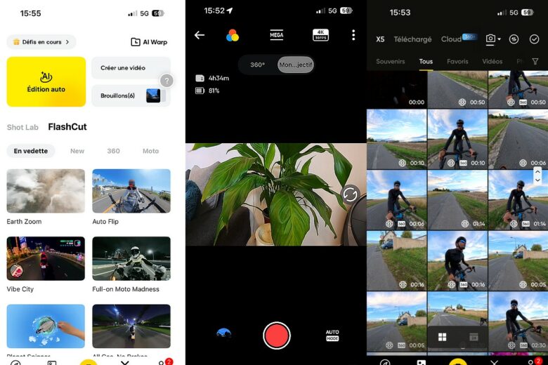 Grâce à son application intuitive, la Caméra Insta360 X5 permet de créer et monter facilement des vidéos immersives.