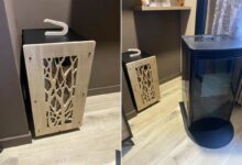 Une Granulebox pour stocker ses pellets auprès de son poêle.