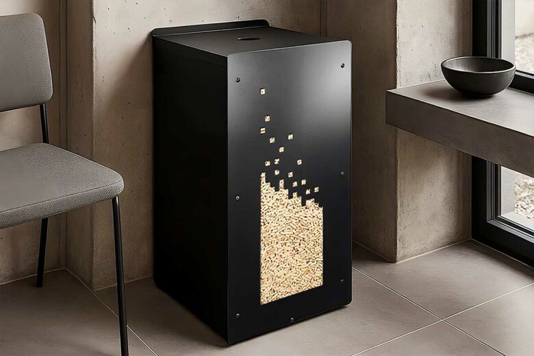 Un stockage de pellets élégant.