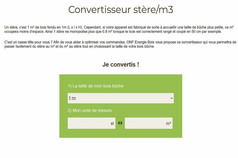 Le calculateur proposé par l'ONF.