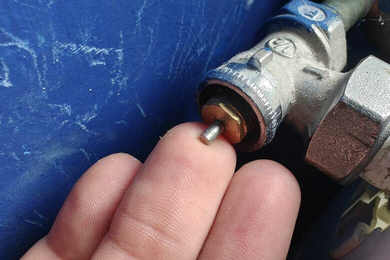 La tige de la tête thermostatique.