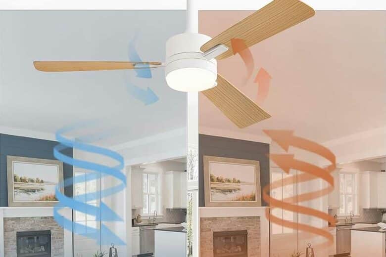 Le flux d'air d'un ventilateur de plafond selon son sens de rotation.