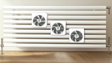 Un radiateur avec des ventilateurs Ecocalm.