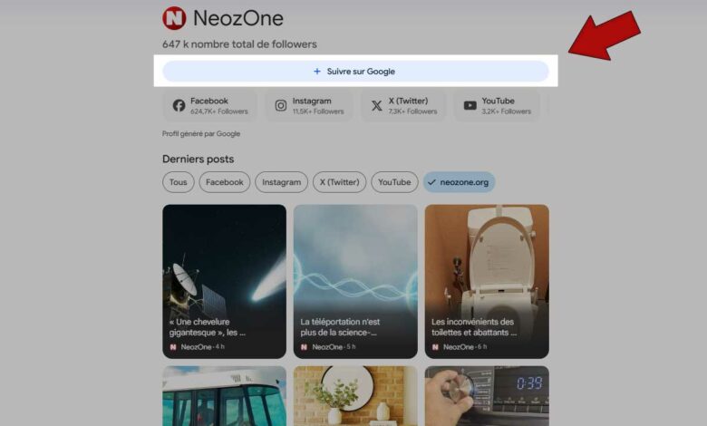 Le bouton Suivre sur Google Discover