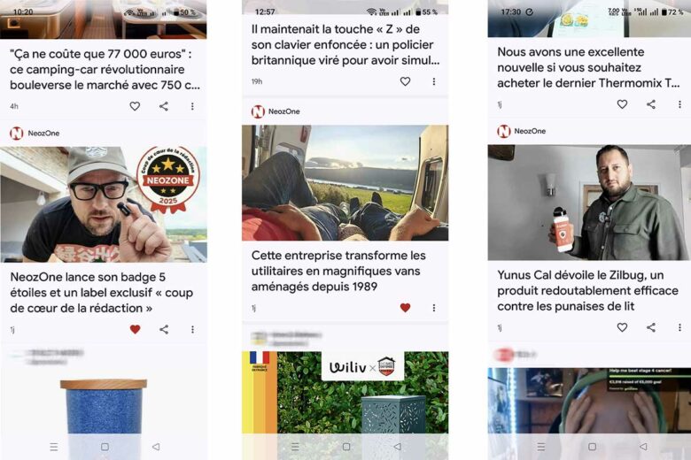Les articles Neozone sur Google Discover.