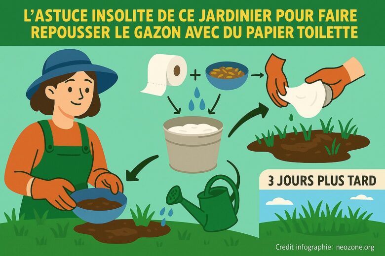 Infographie : le secret d’un gazon qui repousse vite et bien ? Un simple rouleau de papier toilette, un peu d’eau et des graines !