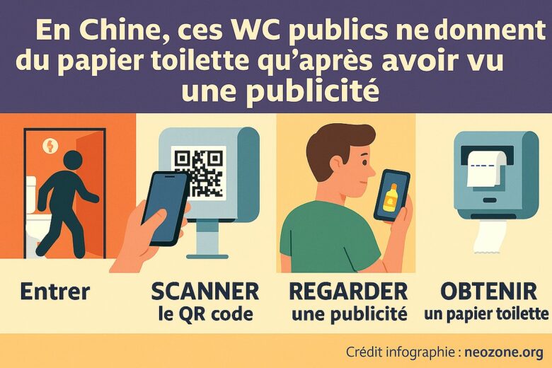 Infographie : en Chine, ces toilettes publiques délivrent du papier toilette uniquement après visionnage d’une publicité : une idée pour le moins insolite !