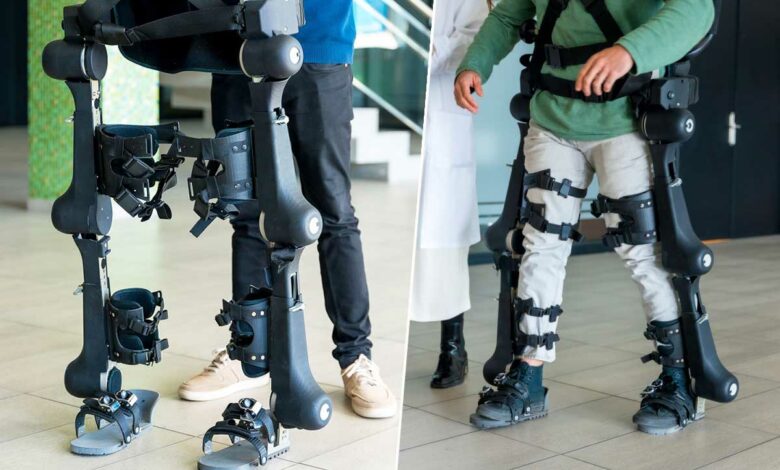 Un exosquelette utilisé pour marcher.