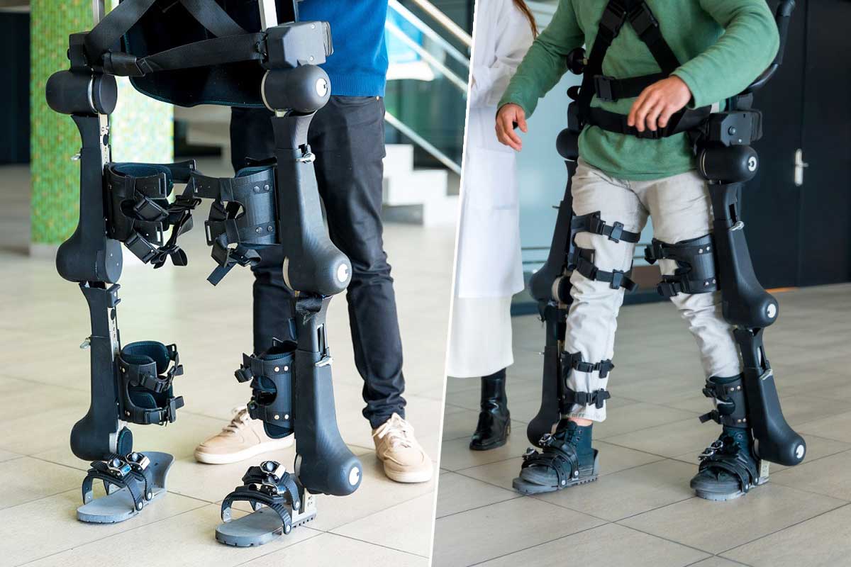 Un exosquelette utilisé pour marcher.