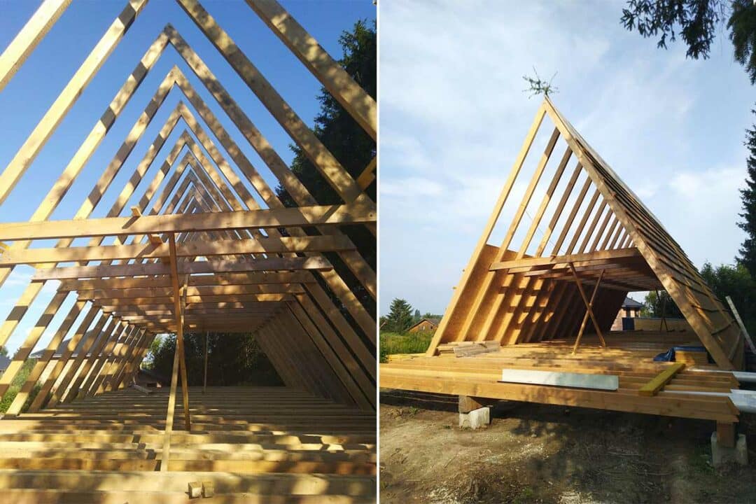 L'ossature d'une maison en A.