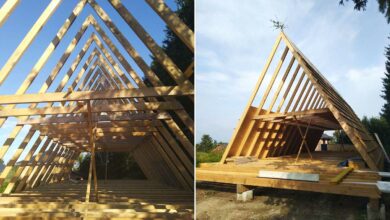 L'ossature d'une maison en A.