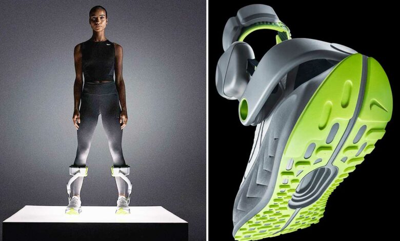 Une femme porte des baskets Nike du projet Amplify.