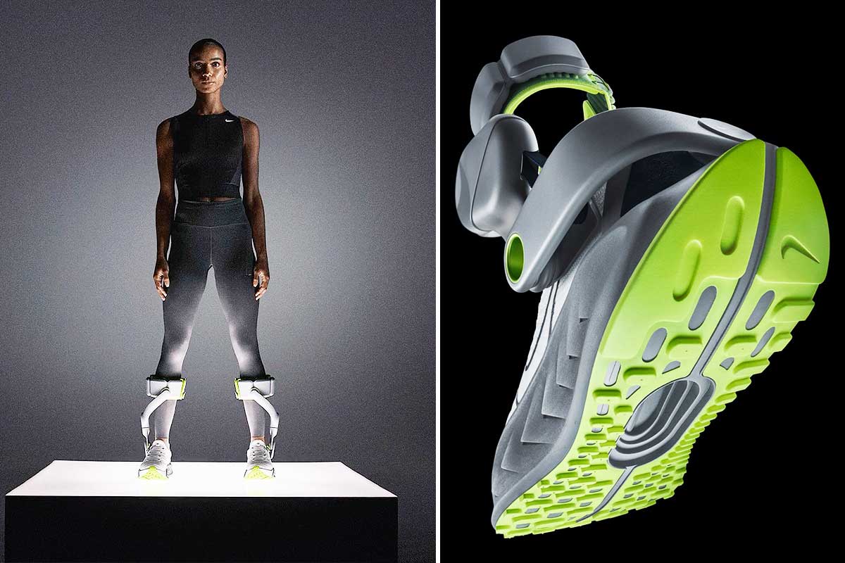 Une femme porte des baskets Nike du projet Amplify.
