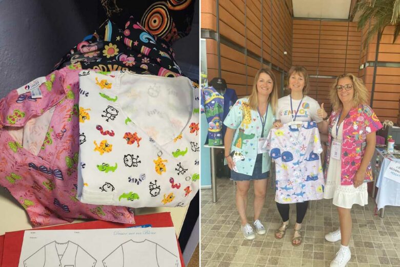 Des blouses colorées avec des motifs.