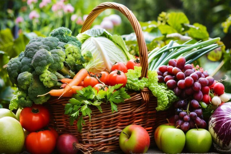 Un panier de produits frais.