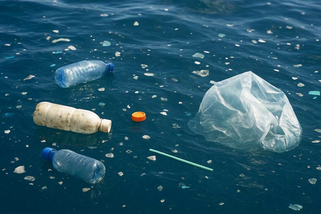 De la pollution plastique dans les océans.