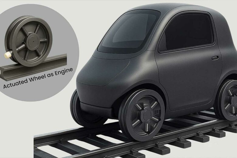 Un concept de voiture avec des roues motorisées autonomes.