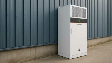 Une station de stockage énergetique JDEnergy eBlock-100C.