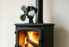 Un ventilateur de poêle en fonctionnement.