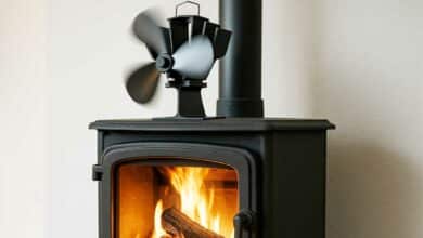 Un ventilateur de poêle en fonctionnement.