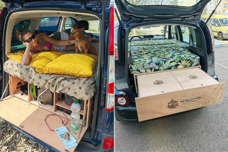 Un véhicule aménagé avec un kit amovible.