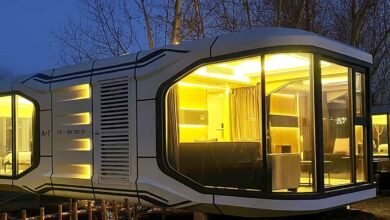 Une habitation modulable de Caslua de nuit.