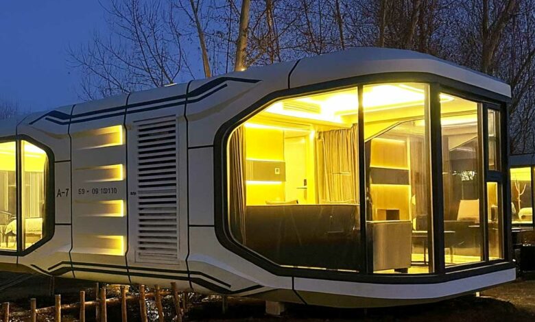 Une habitation modulable de Caslua de nuit.