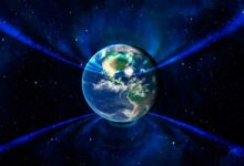 Le champ magnétique terrestre.