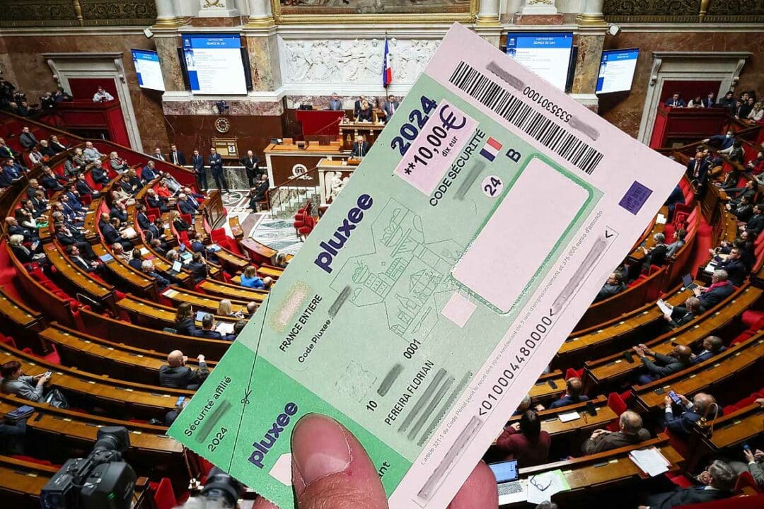 Un ticket restaurant devant l'Assemblée nationale.