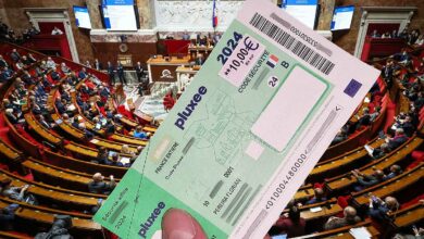 Un ticket restaurant devant l'Assemblée nationale.