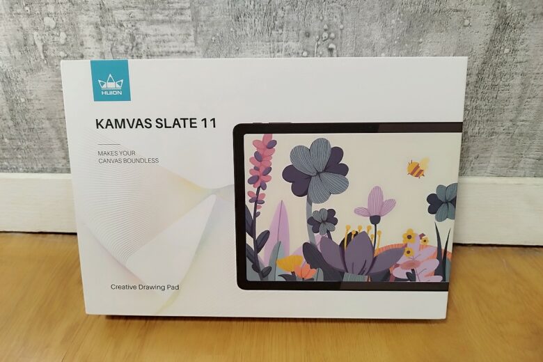 Boîte de la tablette HUION Kamvas Slate 11, une promesse de créativité portable dès le premier regard.
