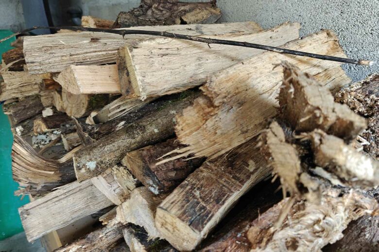 Une pile de bois.