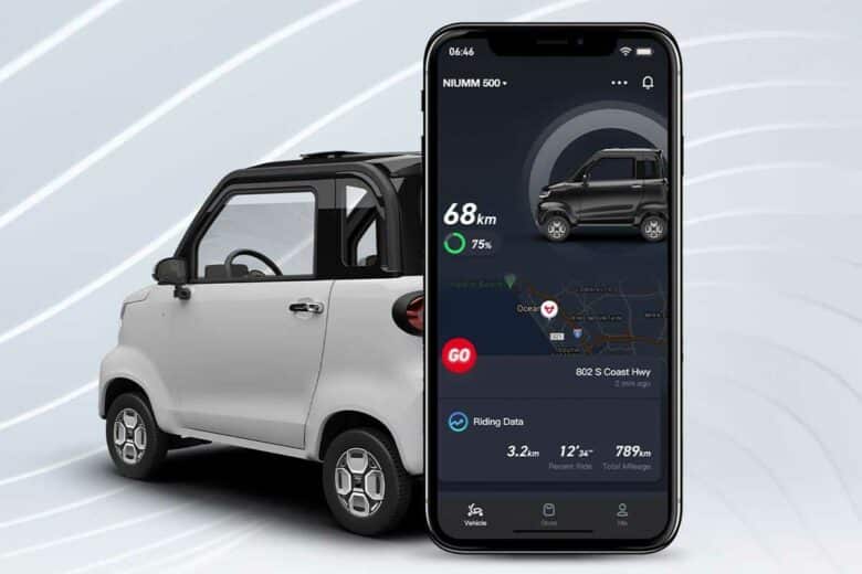 Un mini-véhicule électrique avec une application dédiée.