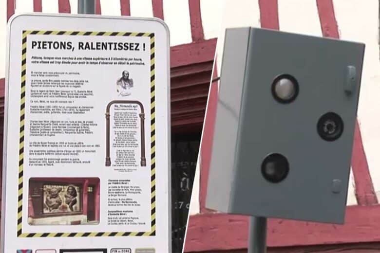 Un radar piéton pour sensibiliser à la beauté de la ville de Rouen.