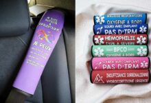 Des bandeaux de signalisation sur ceinture de sécurité pour les secours.