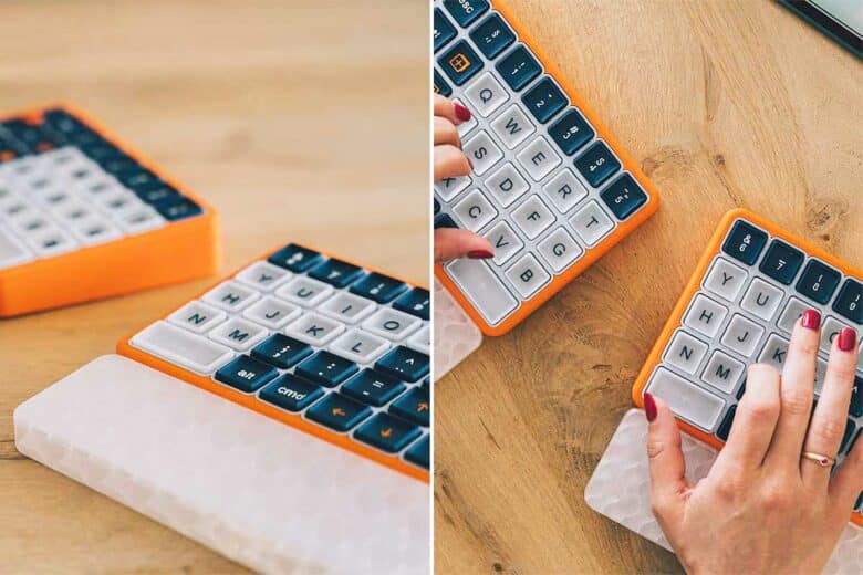 Un clavier qui se sépare en deux.