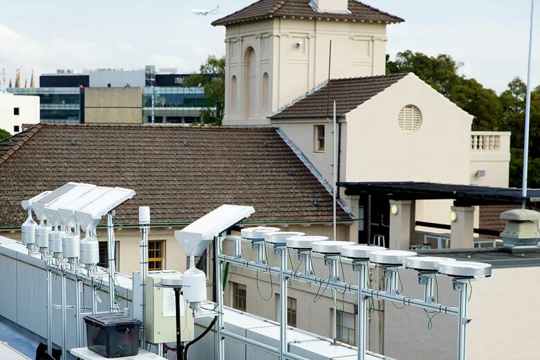 Vue sur les toits de l'université de Sydney où ont eu lieu les tests.