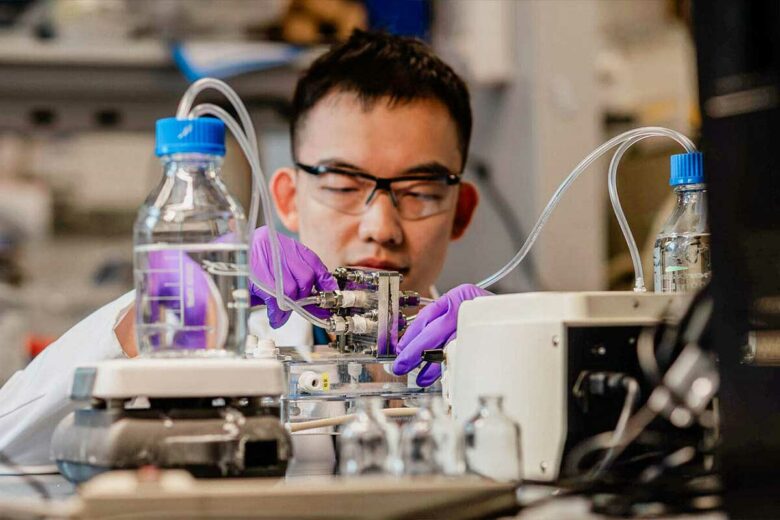 Production d'hydrogène à partir des eaux usées en laboratoire.