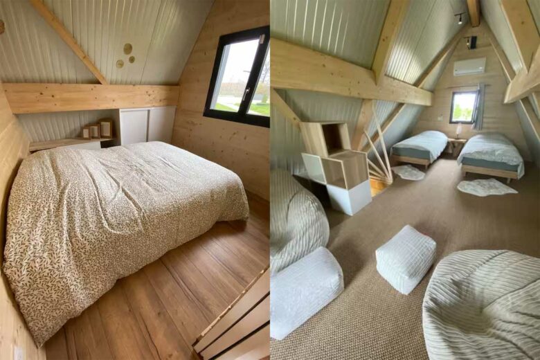 Deux espaces couchage.